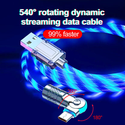 ShineLink - 540° Rotating Fast Charging Cable with Lights