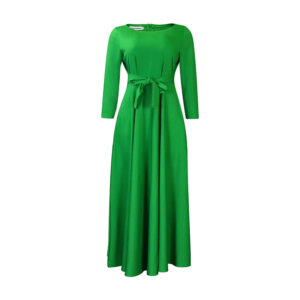 Simple Tie-Waist Plus Size Dress