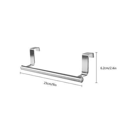 1pc Stainless Steel Towel Rack Bathroom Towel Holder Stand Kitchen Cabinet Door Hanging Organizer Shelf Wall Mounted Towel Bar